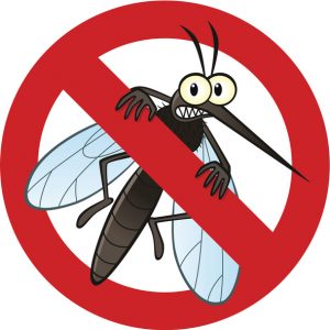 Anti mosquito sign with a funny cartoon mosquito.